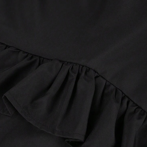 Boho Ruffle Halter Top Blouse Shirt Black - Picture 4 of 9